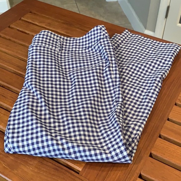 Halogen Pants - Halogen Capri blue & white checkered 12P